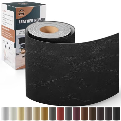 Leder Reparatur Set Neu Schwarz, OAZ Kunstleder Selbstklebend 10 x 160 cm, Kunstleder Reparaturset Leder Reparatur Patch Selbstklebende Lederflicken für Autositze Möbel Sofa Taschen