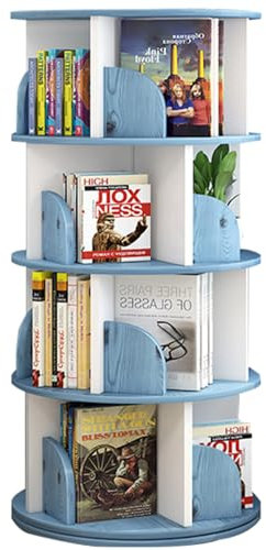 Drehbares Bücherregal 4/5 Etagen Einfaches, vom Boden bis zur Decke reichendes Bücherregal für Kinder Starke Tragfähigkeit Sicher und umweltfreundlich Geeignet für eine breite Palette von Anwendungen