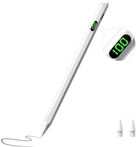 Stylus Pen for ipad, 2X Faster Charge with Power Display, Palm Rejection, Tilt Sensitivity Stylus Pen, Compatible iPad 2018-2024, iPad 6-10, iPad Air 3-5, Mini 5-6, Pro 12.9, Mi IPad Pro 11.