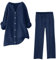 Tuta Donna Elegante Completo Cotone e Lino Casual Set Estiva Taglie Forti Gamba Larga Comodi Stampa Vita Alta Larghi Manica Corta Camicia e Pantaloni Due Pezzi Completi Eleganti Comoda