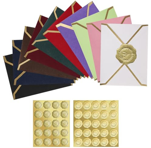 50 Stück Bunte Mini Briefumschläge, 7,5 * 10cm V-Klappe Briefumschläge, Kleine Umschläge mit Sealing Sticker für Hochzeiten, Einladungen, Graduierung, Party