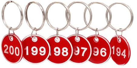 NanTun Aluminium-Zahlenschilder mit Schlüsselringen – 50er-Pack, Zahlen 1–50, Rot
