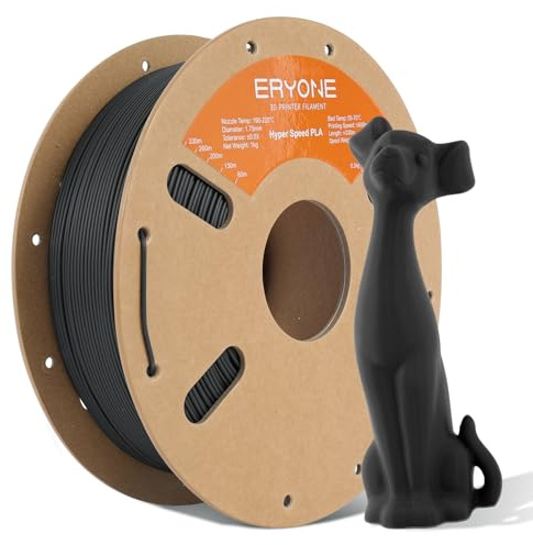 ERYONE High Speed PLA Filament 1.75mm +/- 0.03mm, Rapid PLA Filament, 30-600mm/s 3D Drucker Filament, 1KG/Spule, Schwarz