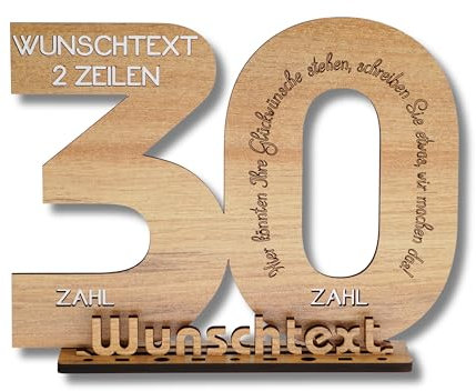 DARO Design - Gästebuch Holz-Schild Geschenk zum 30. Geburtstag Männer Frauen, individualisierbar, mit Wunschtext personalisierbar, Geldgeschenke mit Jahreszahl Deko Hochzeitsgeschenk