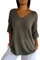Jersey Punto Mujer Cuello V Jerséis Mujer Pullover Sweater Women Sueter Punto Mujer Primavera Jerseys Mujeres Jersey de Cuello Pico Fino Oversize Punto Ancho Señora Suéter Tejido para Mujer Gris L
