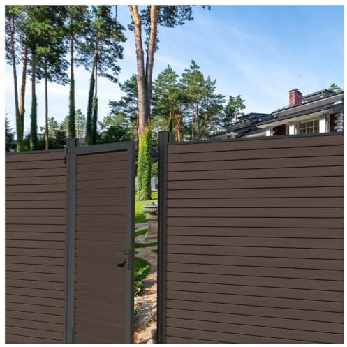 HORI® Sichtschutzzaun Rhombus-Style Anbauelement Tor | WPC Windschutz | Robuster Zaun für Garten & Terrasse | Erweiterbares Sichtschutzsystem | Modernes Design I Einbetonieren Graubeige