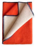 JOWOLLINA WoolOnly Doubleface Wendedecke Plaid aus norwegischer Wolle 130×200 cm (Neon Orange)