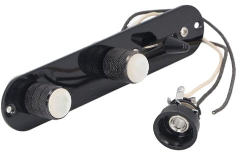 Joyance Prewired3 Way Control Plate Fully Loaded Guitar Control Plate, Prewired 3 Way Volume Tone Controls Plate with Harn for Telecaster, Black