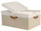GRANNY SAYS Fabric Storage Box with Lid, Large Storage Box for Shelves, Decorative Storage Basket Organizer, Foldable Storage Bin with Lids for Wardrobe Organizing Clothes, Extra Large, White&Khaki