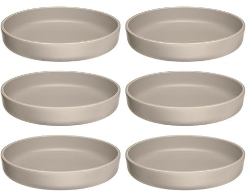 LEONARDO HOME Speiseteller ROMA 6er Set • Ø 19,7 cm • Mikrowellen- & Spülmaschinengeeignet • stapelbar • Keramik Geschirr für 6 Personen • Steingut-Teller, leicht matte Oberfläche • beige • 026363