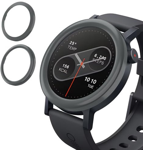 2 fundas compatibles con CMF by Nothing Watch Pro 2, estilo curvo y plano, resistente a los arañazos, impermeable, carcasa de acero inoxidable (gris oscuro)