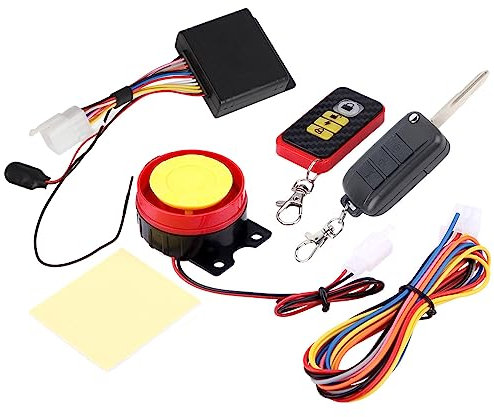 CHICIRIS Motorrad Sicherheits Alarm, 12V Motorrad Wegfahr Sperre Anti-Diebstahl-Alarmanlage mit 125DB Sound & Blinklicht für Schlüssel Loses Fahren Universal Fit