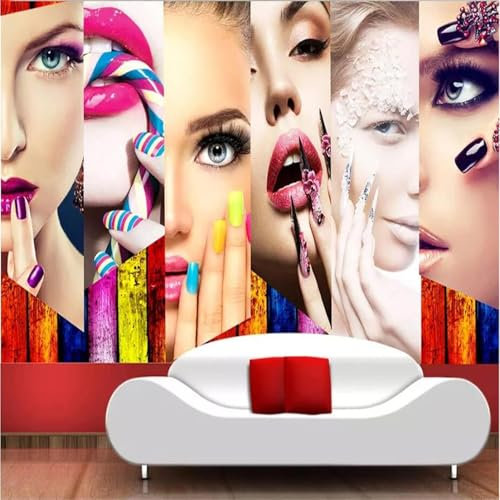 Mural Wallpaper Beauty Nail Salon 3D Effect Beauty Salon Wallpaper Photo Poster Art Deco Wall Murals for Living Room Bedroom Corridor 350x250 cm 7510a