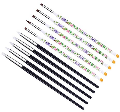 VINTORKY 10Pièces Pinceau Nail Art Professionnel Set de Outils Ongles Silicone Pinceaux