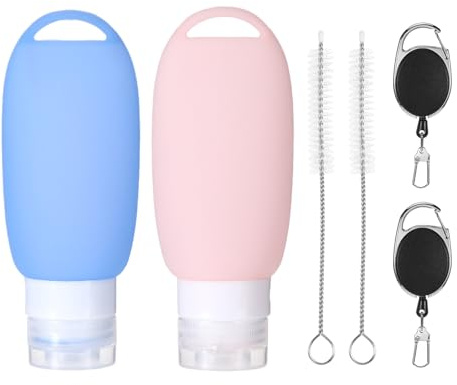 NYTGAH 2 Stück Futtertube zum Befüllen Hund 90 ml(Blau und Pink) | 90 ml Leberwurst Hunde Tube, Silikon Leere Tuben zum Befüllen Sonde für Nassfutter mit Teleskopschnalle