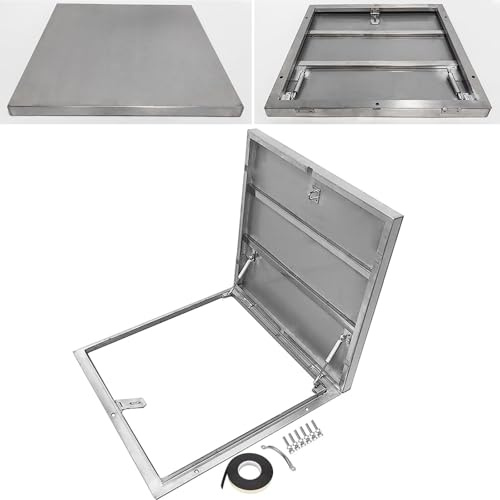 IBOWZ Aluminum Alloy Roof Hatch, Floor Trap 195 175 155 135 115 95 75 55 cm Roof Hatch Cover, 304 Stainless Steel Basement Exit Cover