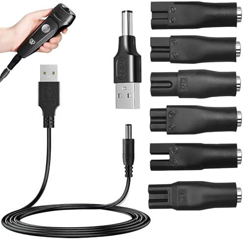 OIHCAZ 8 PCS Universal Shaver Charger Kit, 5V Electric Shaver Charger Cable USB Adapter Set for Electric Hair Clippers, Beard Trimmers, Shavers, Beauty Devices