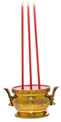 Levemolo LED Elektronischer Räuchergefäß Buddha Motiv mit Retro LED Beleuchtung Sichere Votivkerze für Zuhause und Buddhistische Zeremonien Dekoratives Duftgefäß als für Feiertage und