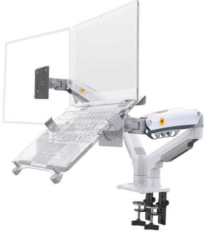 Soporte Ajustable For TV F160, For Portátiles De 10 A 17,3 Pulgadas, con Rotación 360 ​​Grados Y Presión Aire For Pantallas LCD A 27, Escritorio For Monitor(White with Cable)