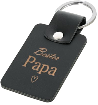 DASA WELL Porte-clés en cuir avec gravure « Bester Papa » - Pour homme, homme et papa - Porte-clés de voiture en cuir noir - Fabriqué à la main - Idée cadeau