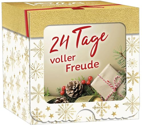 Kawohl Verlag Adventskalender Roll-Box, 24 Tage voller Freude, 8 x 8 x 8 cm, Weihnachten, mit Abreißblättern zum Aufhängen oder Hinstellen