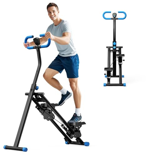 Stepper amélioré 2026 pour exercices de gym à domicile, machine d'escalade verticale, entraînement croisé avec écran LCD, pédale portable pliable, guidon (noir)