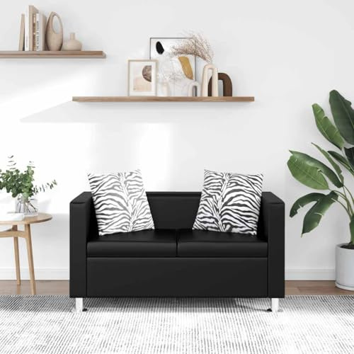 Mimdixy Couch Küchensofa 2-Sitzer-Sofa Kunstleder Schwarz für Wohnzimmer Schlafzimmer