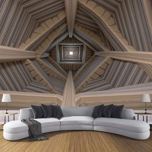 ANALTIRCE 3D Wall Mural Iron Frame Chimney Print Photo Wallpaper, Luxury Non-Woven Wall Mural Decoration Poster Modern Architecture Geometric Picture 100×70cm Design Wallpaper for Living Room