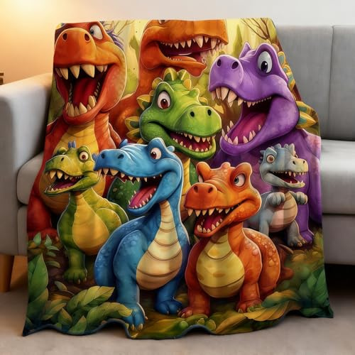2026 Niedlicher Lächelnder Dinosaurier Hd Digitaldruck Flanell, Generisch Kuscheldecke Kinder, Dinosaurier Decke, Leicht und Dennoch Kuschelig, Hüllen Sie Ihren Kleinen in Dino Träume(150x130)