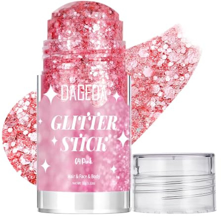 Prreal Bâton De Peinture Rose À Paillettes Pour Le Corps Maquillage | scintillant pour le visage pour femme, accessoire de tenue rave, holographique, sirène holographique, bâton de peinture, 04