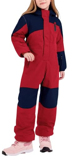 hehiy Skianzüge für Jungen und Mädchen, Schneeanzüge für Kinder Winddicht Warm Wasserdicht und Atmungsaktiv, Einteiliges Design, Reißverschlussöffnung Skihose 164