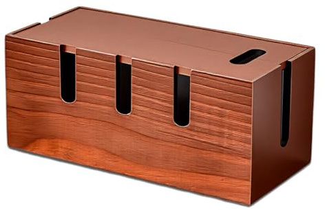 Rzspher Kabelbox Holz Groß, Steckdosenbox Holz 30.5 * 14 * 13 cm, Verstecken Sie Steckdosenleisten, Atürliches Kirschholz für Drahtmanagement, Kabel Verstecken