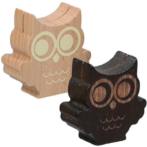 Kichvoe 2 Stück Holz Tischkartenhalter mit Eulen Motiv Notiz und Fotohalter aus Langlebigem Holz Vielseitig für Hochzeiten Geburtstagsfeiern und Büro Zufällige Farbe
