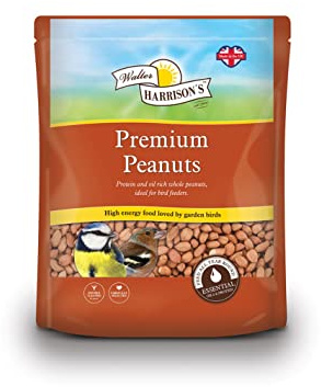 Walter Harrison's Premier Peanuts, High Energy Wild Bird Food, 2 kg | Aflatoxin Free Mix, Premium Quality Peanuts, Versatile Feeding Options, Environmentally Friendly Packaging