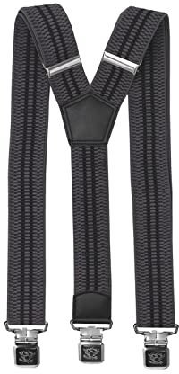 Fabio Farini Herren Hosenträger 4 cm Breite, elastisch & verstellbar mit 3 extra starken Metallclips in Y-Form Graphite Mausgrau Grau mit Schwarzen Streifen