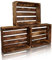 CHICCIE 3 Set Holzkiste im Vintage Look geflammt dunkel 50x40x15cm - Obstkiste