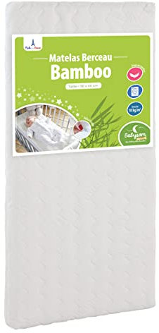 Babysom - Matratze Wiege Bambus - 90x40cm - Höhe 5cm - Bezug abziehbar