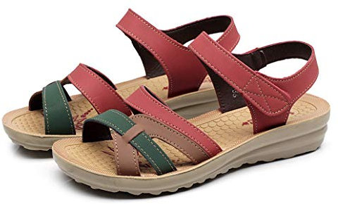 LONUPAZZ Sandales Femmes Plates D’éTé Mode Casual Daim Femmes Enceintes Sandales CompenséEs Confort Grande Taille Chaussures Chaussures De Plage