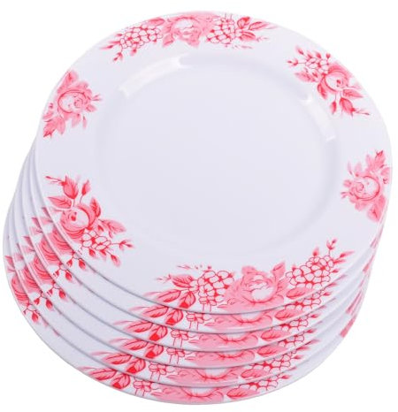 Riutilizzabile Plastica Piatti 6er-Set Piatti Riutilizzabili Piatto da Festa Piatto di Plastica, Variante: Rose 23 CM
