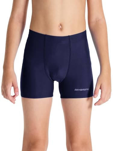 DEVOROPA Youth Boys Swim Shorts Square Leg Swimsuit Nylon Swimming Boxer Brief UPF 50+ Navy XL