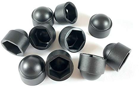 JLB Plastics UK - Black Plastic Dome Bolt Nut Protection Cap Covers (Pack of 10 Caps, M12 / 19mm Spanner)