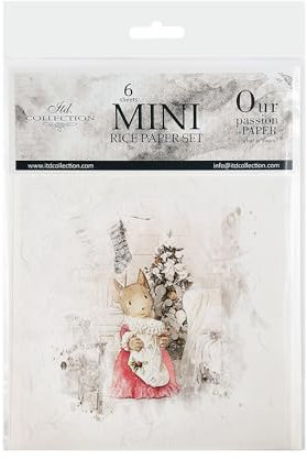 ITD Collection - Mini Reispapier Kreatives Set 14,8 x 14,8 cm (6 Blätter), Decoupage Reispapiere für Basteln, Papier zum Dekoration, Mehrfarbig (RSM029)
