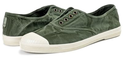 Natural World Eco - Zapatillas Hombre de algodón orgánico y Caucho - Color Verde Caqui - 3102E