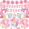 Unicornio Decoración Cumpleaños Niña,TOLOYE Rosa Feliz Cumpleaños Conjunto De Pancartas Unicornio Papel De Aluminio Globo Látex Confeti Fiesta En Globo Decoración Chica