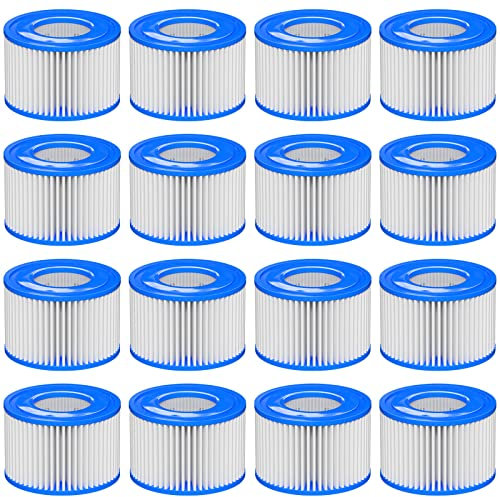 Macaberry Filtro de Repuesto para bañera de hidromasaje Compatible con Bestway, Lay-Z-SPA, Coleman SaluSpa 90352E 58323, Jacuzzi Inflable, Tipo de Filtro de Bomba de Piscina, Cartucho de 16 Unidades
