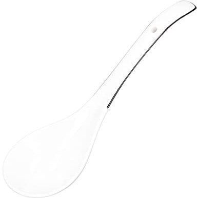 HERCHR Large Ceramic Porridge Spoon, Elegant Asian Soup Spoon, 22.7cm x 6.7cm, White, 1pc