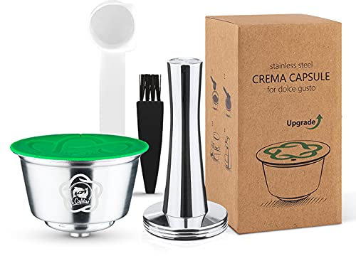 Capsule de café réutilisable en acier inoxydable compatible avec EDG MINI ME, dosette rechargeable en métal BENFUCHEN compatible avec la machine à café DolceGusto, avec un tamper à café