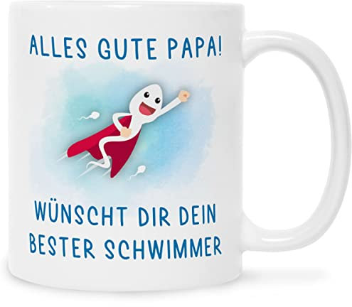 GRAVURZEILE Vatertag Tasse mit Spruch - Alles Gute von deinem besten Schwimmer - Vatertagsgeschenke für Papa - Geschenke für Papa zum Geburtstag und Weihnachten - Vatertagsgeschenk - Weiß