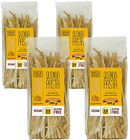 Mill & Folks Millet Pasta Fusilli 4x200g | Vegan & Gluten-free (Quinoa tagliatelle)