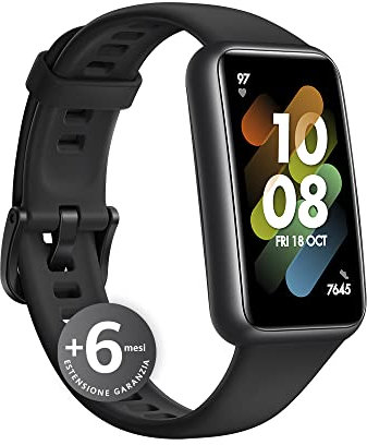 HUAWEI Band 7 Orologio Smart, Design ultra-sottile, Monitoraggio SpO2 continuo, Autonomia 14 giorni, Notifiche, Monitoraggio della salute, sonno e stress 24h, 96 modalità di allenamento, 5ATM, Nero